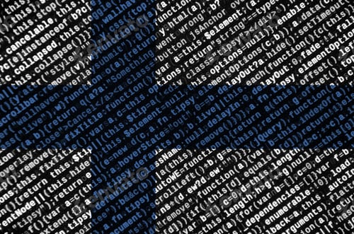 Preview: Finland flag is depicted on the screen with the program code