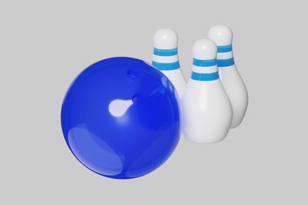Preview: Blue bowling ball and pins