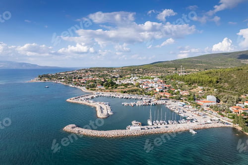 Preview: Aerial drone view of ozbek vilage of Izmir, Turkey's third largest city. Ozbek - Urla - Turkey