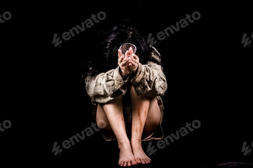 Preview: Young and dirty beggar asking hand holding for some money