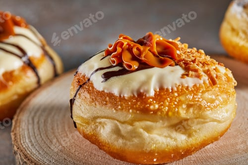 Preview: Happy Hanukkah and Hanukkah Sameach is a traditional Jewish donut with Dulce de Leche and chocolate