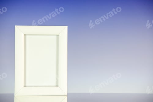 Preview: front view white picture frame on light blue background portrait family color shoot picture gift