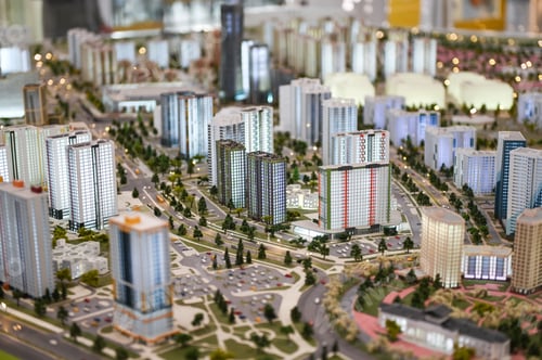 Preview: Miniature of a city with residential buildings