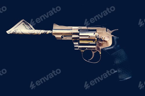 Preview: Gun on black background