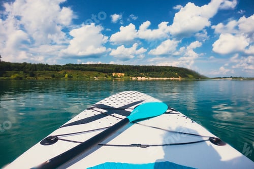 Preview: view from supboard in the blue lake water