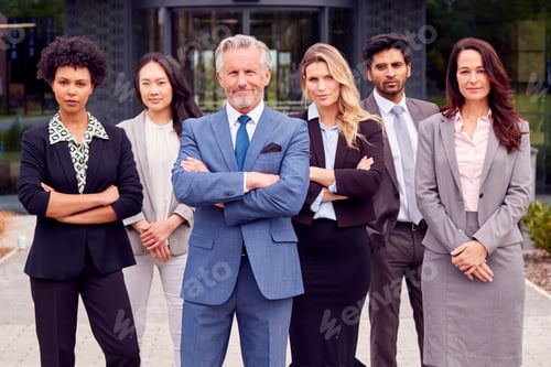 Preview: Portrait Of Multi-Cultural Business Team Outside Modern Office Building