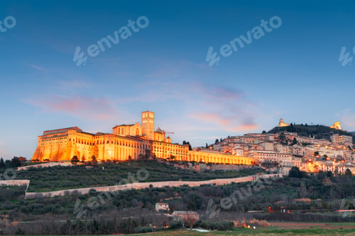 Preview: Assisi, Italy town skyline with the Basilica of Saint Francis of Assisi