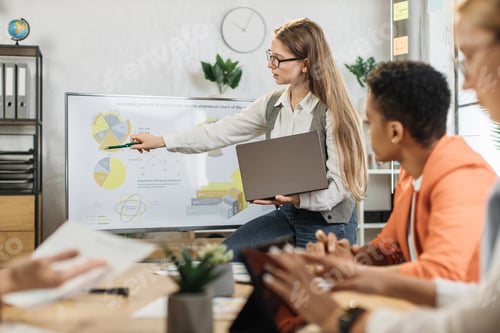 Preview: Business women partners sitting at desk. Business conference concept.