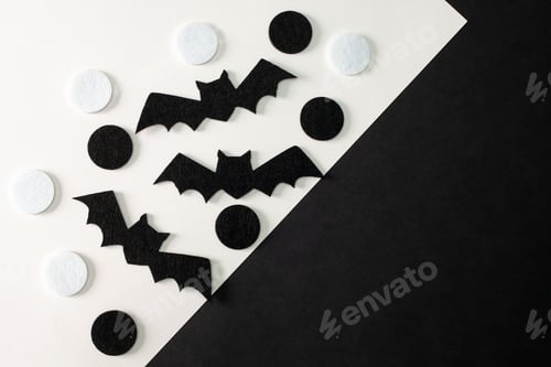 Preview: Halloween background: black bats over white background