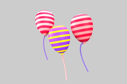 Visualização: Balões de festa comemorativa com listras