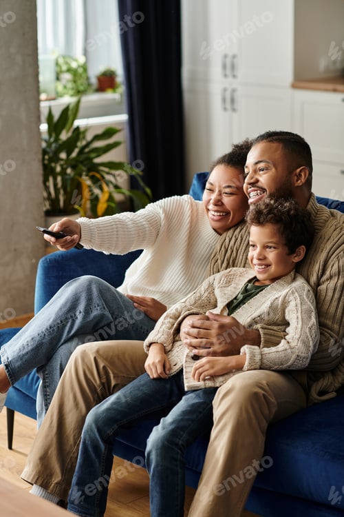 Preview: Serene Family Moment on Blue Couch