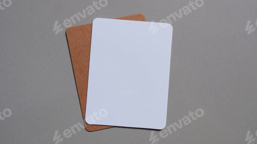 Preview: Top view of Craft, Cards kraft paper mockup on white background