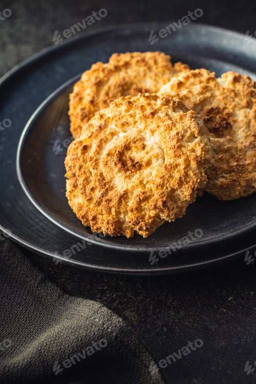 Preview: Sweet coconut cookies. Tasty biscuits with coconut flavor.
