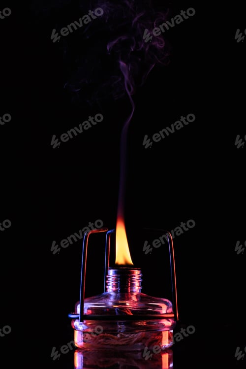 Preview: smoke from fire in chemical laboratory on black