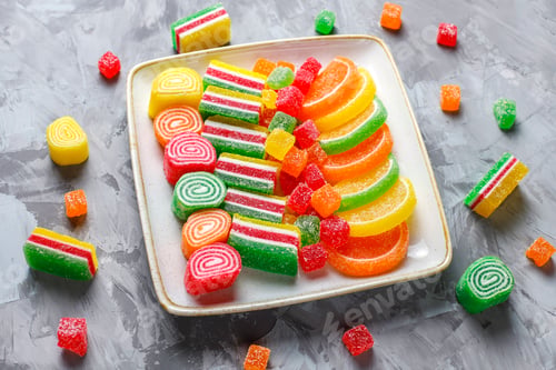 Preview: Assortment of multi-colored marmalades.