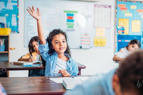 Preview: african american girl raising hand in class