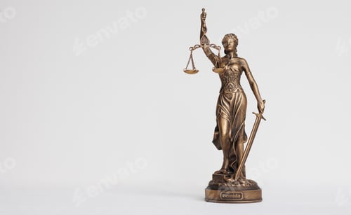 Preview: themis goddess of justice statuette on light background. symbol of the law with scales