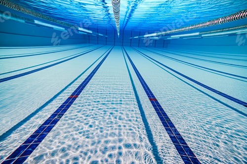 Preview: Olympic Swimming pool under water background.