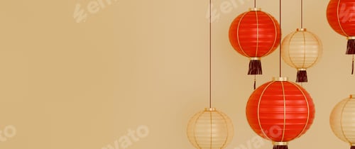 Preview: Red and gold hanging lantern . Decorations for the Chinese New Year.