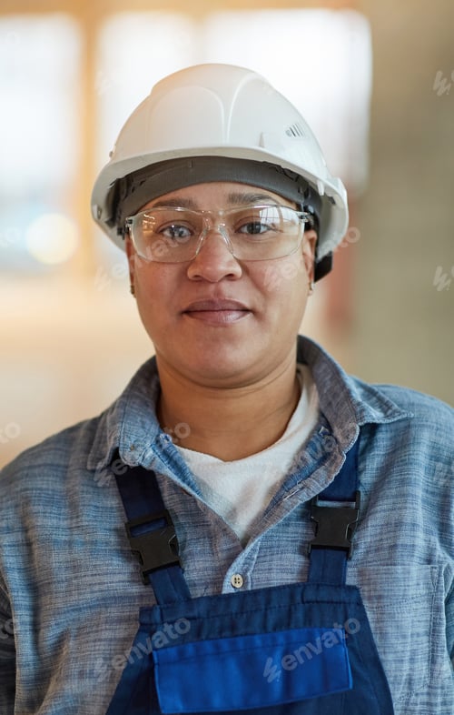 Preview: Mixed-Race Female Worker on Construction Site