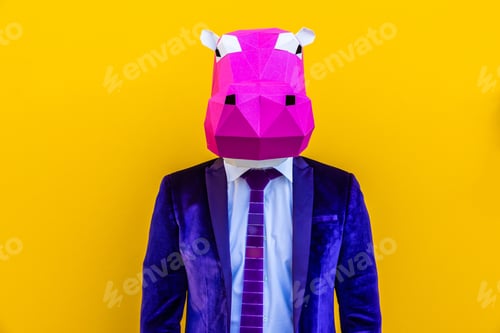 Preview: Cool man wearing 3d origami mask