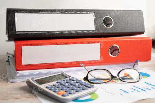 Preview: Binder data finance report business with graph analysis in office.