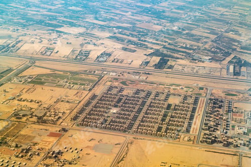 Preview: Egypt, Cairo, Aerial view of residential districts and agricultural fields