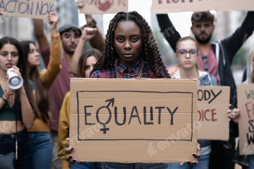 Preview: Multiracial young people marching against racism