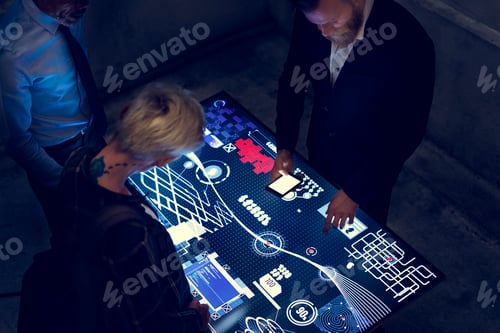 Preview: People in a technology cyber space meeting