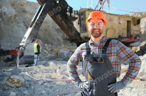 Preview: Worker and quarry in background