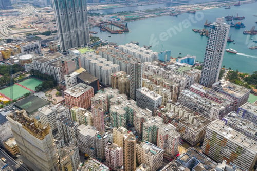 Preview: To Kwa Wan, Hong Kong 17 May 2019: Top view of Hong Kong residential district