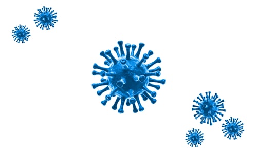 Preview: Blue Virus on White Background Science Concept