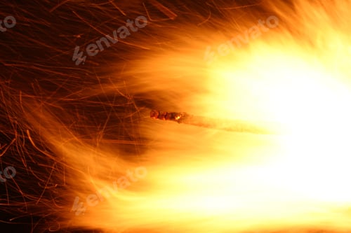 Preview: big fire with everything else burning next to it - horror concept