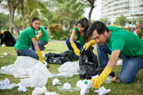 Preview: Asian man taking care of environment