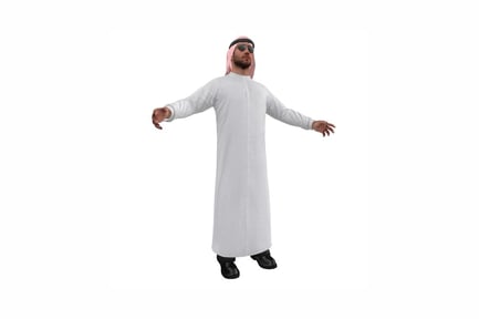 Preview: Man in traditional robe and headscarf with outstretched arms