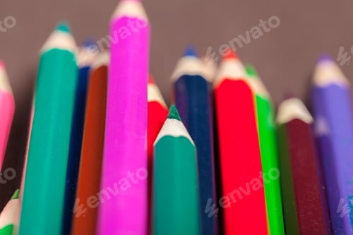 Preview: Education or back to school Concept. Close up macro shot of color pencil