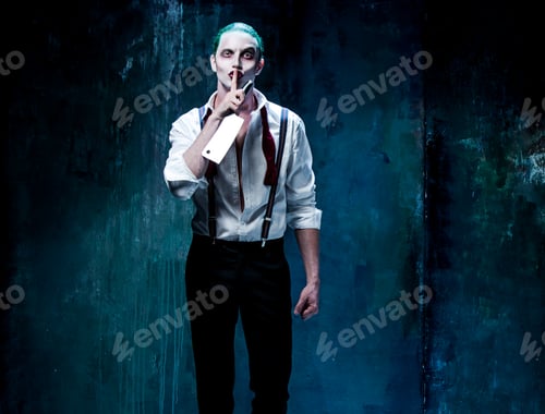 Preview: Bloody Halloween theme: crazy joker face