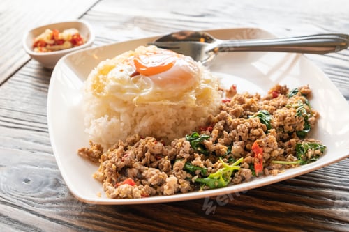 Preview: Fried Rice With Minced Pork Basil And Fried Egg
