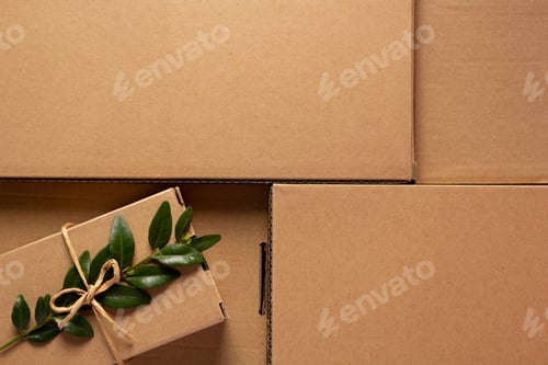 Preview: Paper or cardboard box as present background. Closed carton boxes