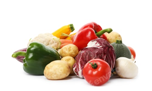 Preview: Different fresh ripe vegetables isolated on white