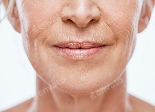 Preview: My wrinkles is a sign of my wisdom. Cropped shot of a mature womans mouth.