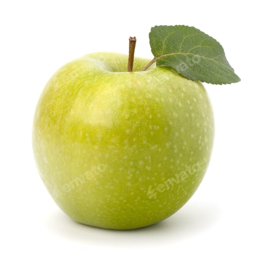 Preview: Sweet green apple with leaf