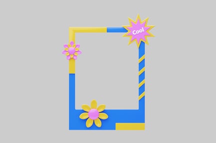 Preview: Cartoon photo frame with flowers