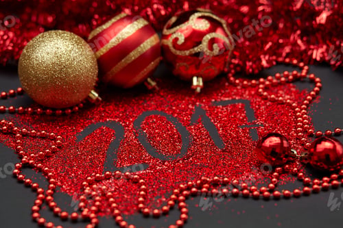 Preview: New Year'S Decor. The Concept Of The New Year Holiday. Christmas Decor. Glitter, Sequins, Beads