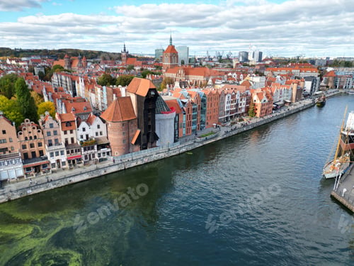 Preview: Aerial view of Stary zuraw portowy on a sunny day Gdansk, Poland
