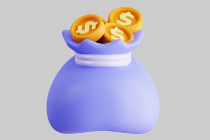 Preview: Money bag with three gold coins