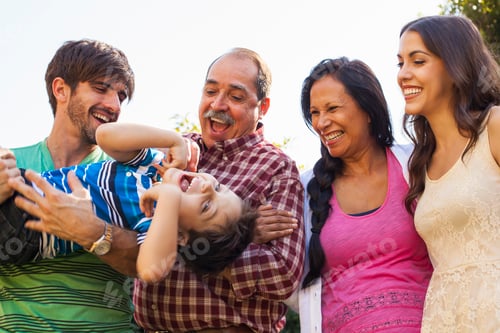 Preview: Three generation family in garden