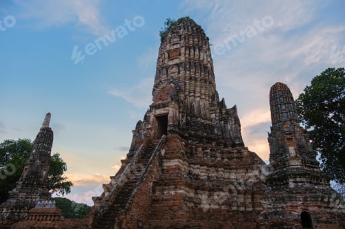 Preview: Ayutthaya, Thailand at Wat Chaiwatthanaram during sunset