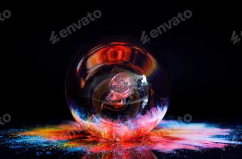 Preview: Intriguing colorful light emanating from a light bulb in a dimly lit setting