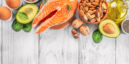 Preview: Set of food with healthy fats and omega-3, Superfood high vitamin e and dietary fiber